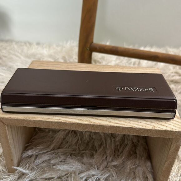 Vtg Parker Classic Ballpoint Pen & Pencil Set Stainless Steel Gold Tone Arrow - Picture 7 of 17